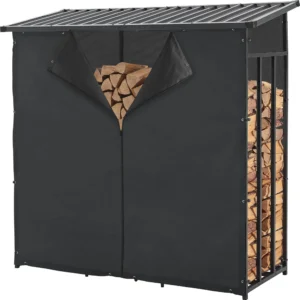 Brennholzregal Yakutat Kaminholzregal Kaminholzunterstand aus Stahl Schwarz