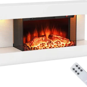 COSTWAY Elektrokamin 1500W Wandkamin Standkamin Weiß mit Fernbedienung