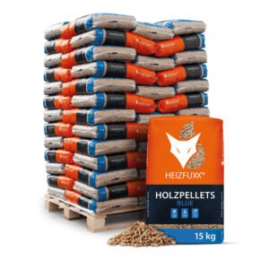 Heizfuxx Holzpellets Blue 65 x 15 kg Palette (975 kg) – ENplus A1 Premium Pellets
