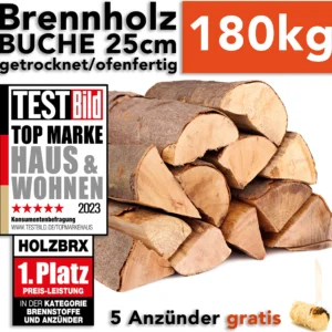 HOLZBRX Brennholz Kaminholz Buche 180kg Karton 25cm