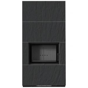 Kaminbausatz KRATKI FLOKI BOX 8 kW Quarzsinter Naturali Ardesia Nero a Spacco