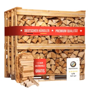 1 RM Premium Buchen Brennholz 25cm kammergetrocknet auf Palette 500kg
